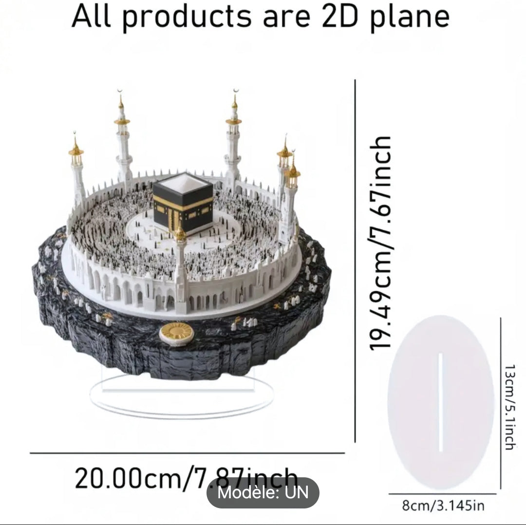 قطعة واحدة من كريستال آرت ديكو كاباليستيكي - نسخة طبق الأصل ثنائية الأبعاد من القبة الذهبية المعلقة في مكة، تصميم ثقافي متعلق بالإيمان الديني، ديكور مصغر للمناظر الطبيعية، متعدد الاستخدامات للمكتب، غرفة الدراسة وديكور المنزل